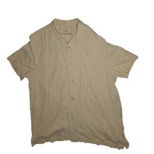 Tommy Bahama‎ Silk Button Down Shirt Mens XL Yellow Short Sleeve Camp